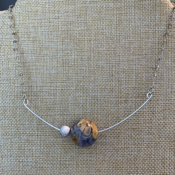 One of a kind chalcedony earth and moon pendant with labradorite chain. NWT - Picture 8 of 10